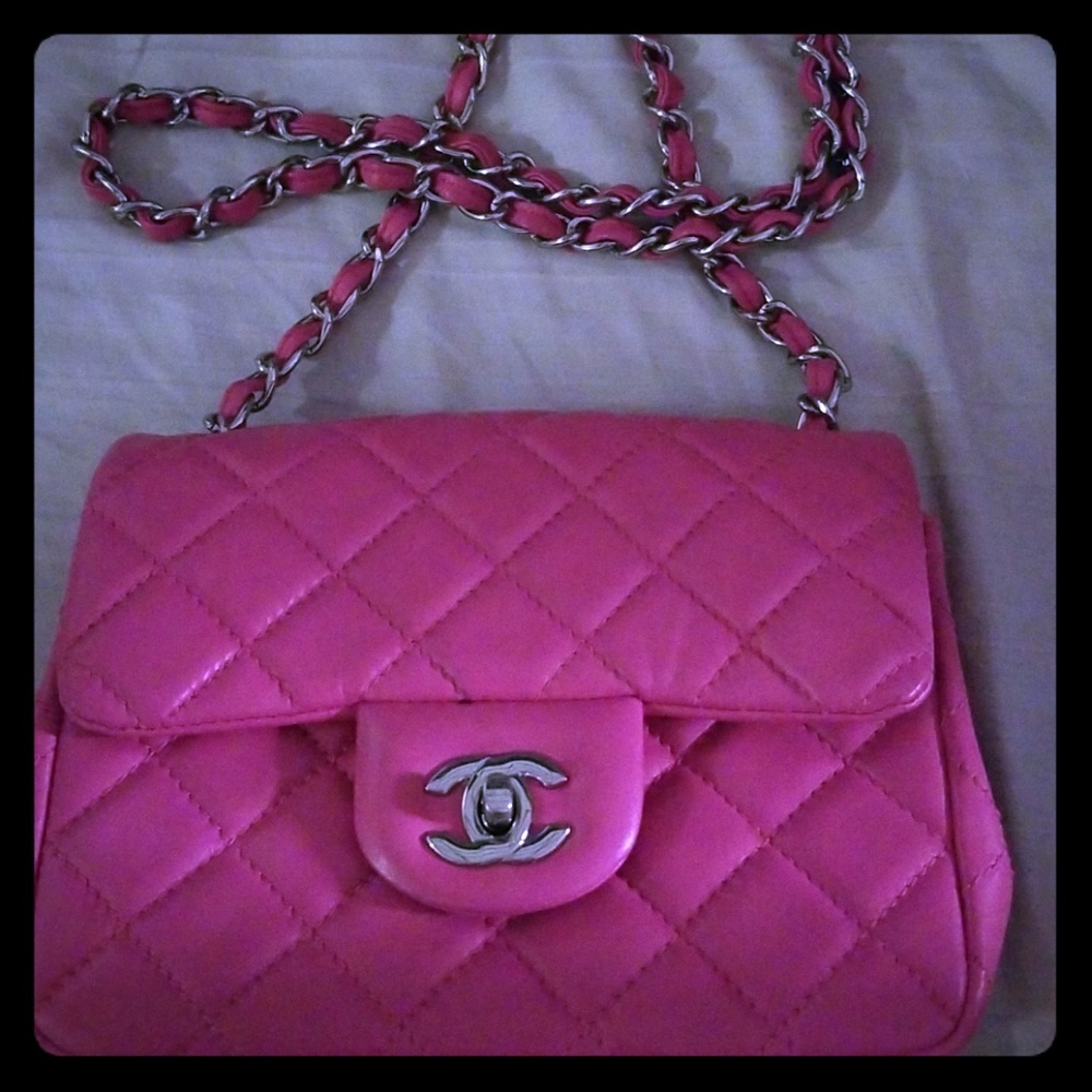 Hot Pink 100% Authentic Chanel Cavisr Square Bag r